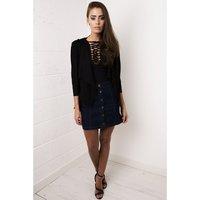 faux suede fringed jacket in black