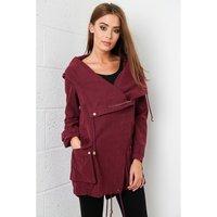 faux suede hooded jacket in plum