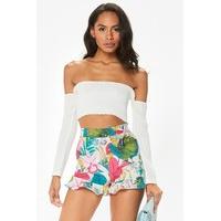 faith tropical print frill hem shorts