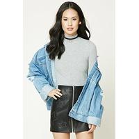 Faux Leather Zip-Up Mini Skirt