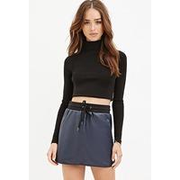 Faux Leather Drawstring Skirt