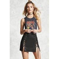 Faux Leather Lace-Up Skirt