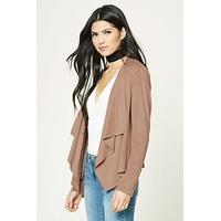 Faux Suede Drape-Front Jacket