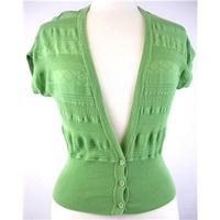Fat Face - Size 8 - Green - Geometric Patterned Short Sleeved Cardigan