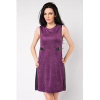 Faux Leather Trim Suedette Dress