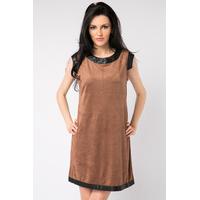 Faux Leather Trim Shift Dress