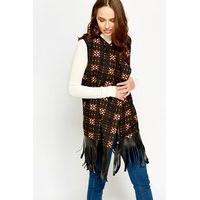 Faux Leather Fringed Hem Jacket