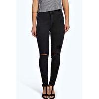 Faye Split Knee Skinny Jeans - charcoal