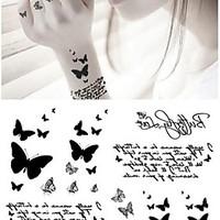 Fashion Personality Black Butterfly Tattoo Stickers Temporary Tattoos(1 pc)