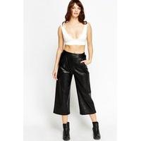 faux leather cropped trousers