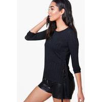 Faye Tie Side Rib D Ring Jumper - black