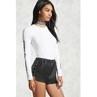 faux leather lace up shorts