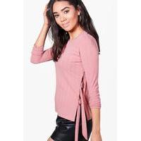 Faye Tie Side Rib D Ring Jumper - rose