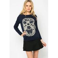 Faux Pearl Embellished Lurex Jumper