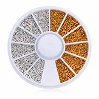 Fashion 1 Wheel 3D DIY Tiny White Gold Circle Bead Decoration Nail Art Caviar Stickers