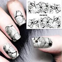 Fashion Printing Pattern Water Transfer Printing Gouache Flower Nail Stickers