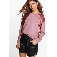 Fabie Velvet Panel Sweatshirt - pale pink