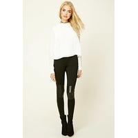 Faux Leather-Trimmed Leggings