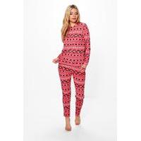 Fairisle Snowflake Christmas Loungewear Set - red