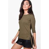 Faye Tie Side Rib D Ring Jumper - khaki