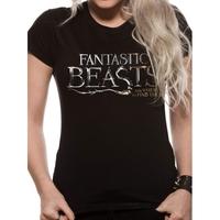fantastic beasts logo sk womens large fitted t shirt black