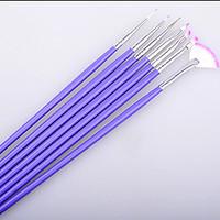 Fashion Wonem 7Pcs Purple Nail Brush Set Crystal Nail Polish Brush Kits Nail Tips Brushes