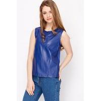 Faux Leather Front Sleeveless Top