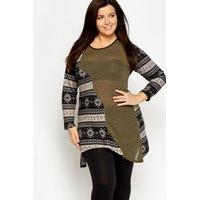 Fairisle Printed Asymmetric Hem Tunic