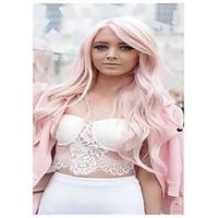 fahshion pink long wave synthetic europue and american womens dailry w ...