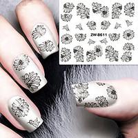 Fashion Printing Pattern Water Transfer Printing Gouache Flower Nail Stickers