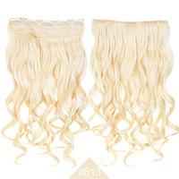 Fashion Cosplay Hair Clip In Synthetic Hair #613 Blonde Color Long Curly Wavy Hair Extensions High Temperature Fiber