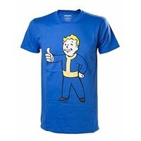 FALLOUT 4 Men\'s Vault Boy Approves Short Sleeve Top, Blue, Large