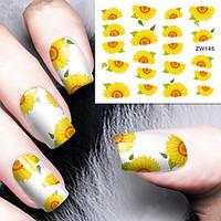 Fashion Printing Pattern Water Transfer Printing Sunflower Nail Stickers