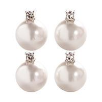 Faux Pearl and Diamond Earrings - Buy 2 Pairs and SAVE £5, Titanium
