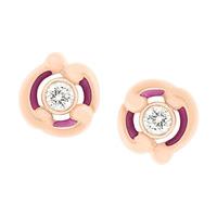 Faberge Rococo Earrings Purple Enamel 18ct Rose Gold Stud
