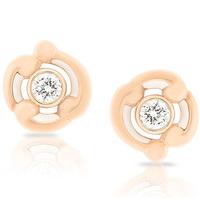Faberge Rococo Earrings White Enamel Rose Gold Stud