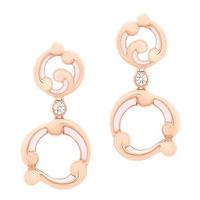 Faberge Rococo Earrings Pink Enamel 18ct Rose Gold Drop