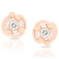 Faberge Rococo Earrings Pink Enamel Rose Gold Stud