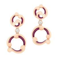 Faberge Rococo Earrings Purple Enamel 18ct Rose Gold Drop