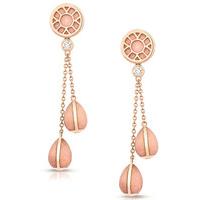 Faberge Heritage Earrings Pink Enamel 18ct Rose Gold Long Drop