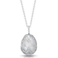 Faberge Treillage Fine Jewellery Egg Pendant Treillage Diamond White Gold Matt