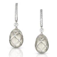 Faberge Treillage Diamond White Gold Matt Drop Earrings.