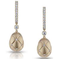 Faberge Treillage Earrings Diamond Rose Gold Matt Drop