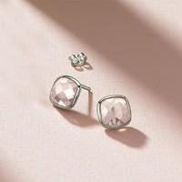 faceted rose quartz stud earrings