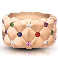 Faberge Treillage Multi Coloured Rose Gold Matt Wide Ring