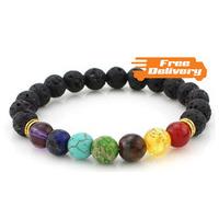 Faux Lava Stone Beaded Reiki Bracelet - Free Delivery!