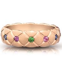 Faberge Treillage Multi Coloured Rose Gold Matt Thin Ring