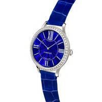 Faberge Watch Lady 18ct White Gold Pink Enamel Blue Dial