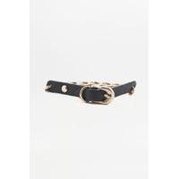 Faux Leather & Buckle Chain Bracelet, GOLD