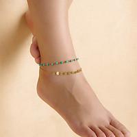 Fashion Women Summer Turquoise Beaded Sequins Double Chain Anklets